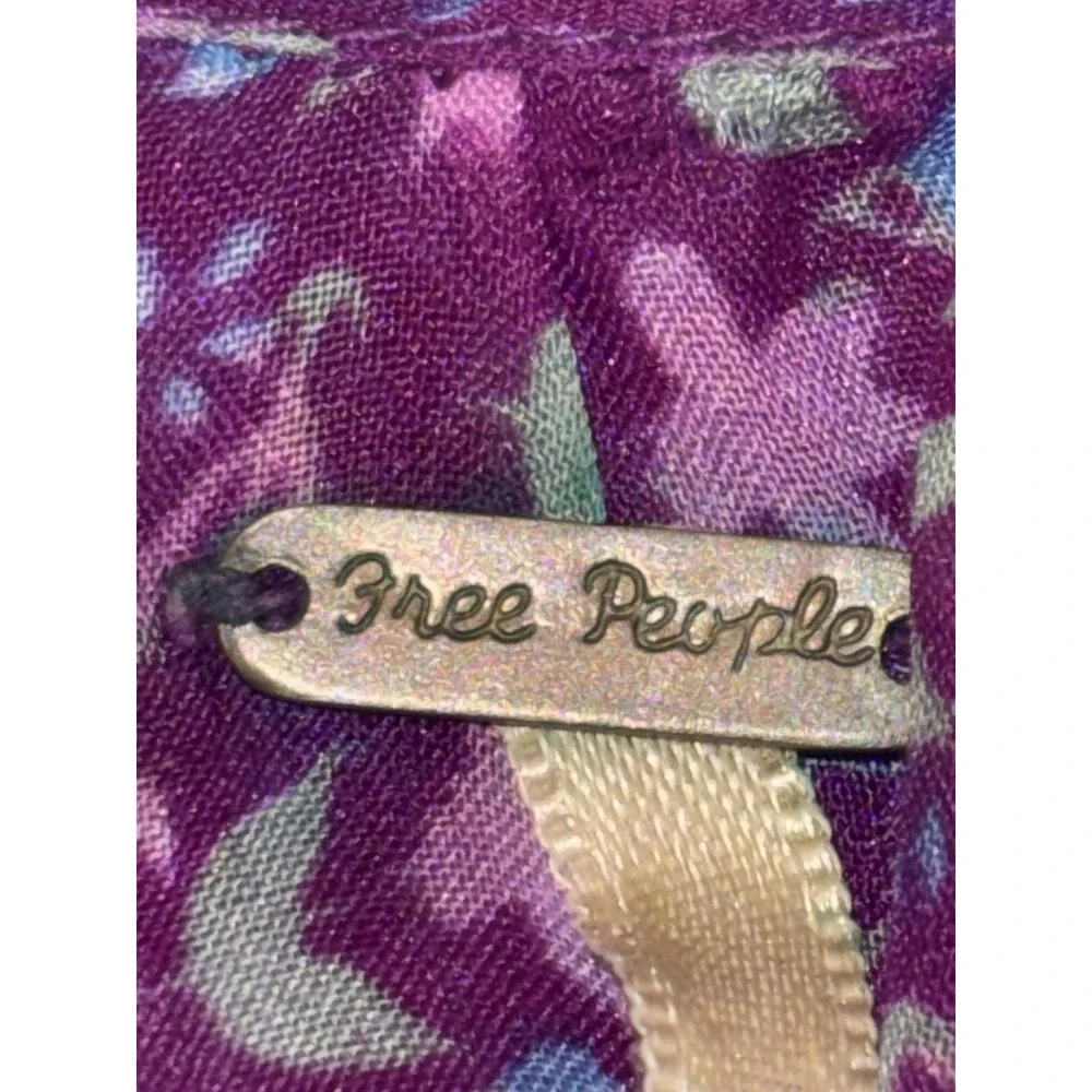 Free People Whimsical Purple Patchwork Boho  Top S/M